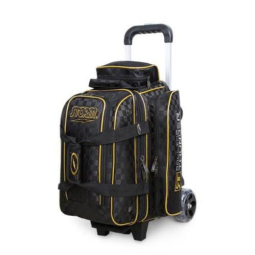 Storm 2 Ball Rolling Thunder Checkered Black Gold Bowling Bag-DiscountBowlingSupply.com